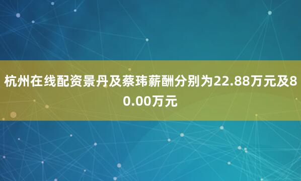 杭州在线配资景丹及蔡玮薪酬分别为22.88万元及80.00万元